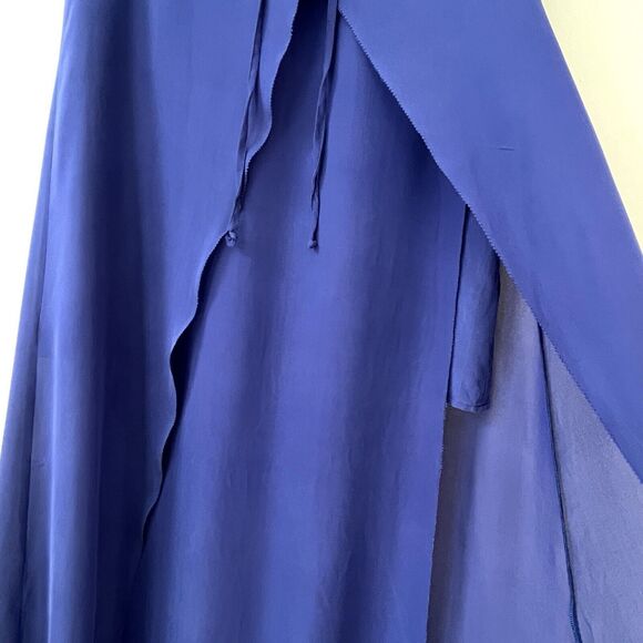 Madison Marcus Royal Blue Silk Maxi Dress Womens Small Layered High Slit - Picture 6 of 11